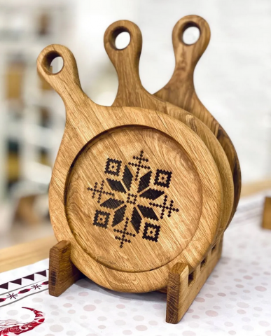 Набор менажниц "Круг с ручкой" (с гравировкой)