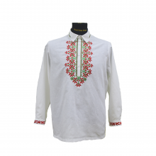 Сорочка верхняя мужская сувенирная с вышивкой красно-зеленые цветы